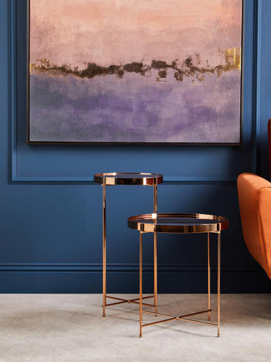 Gold Mirrored Tall Two Tier Side Table, Allure