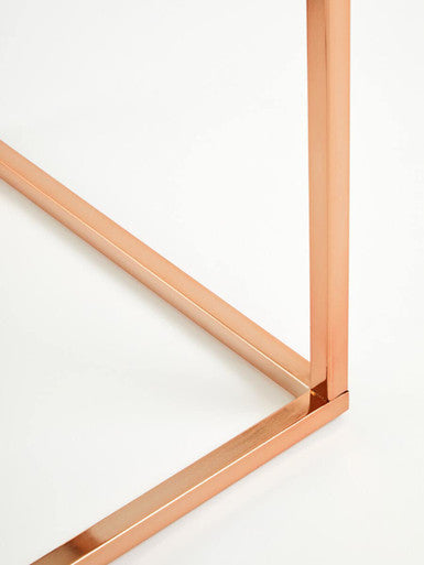 Square White Marble Top End Table with Rose Gold Metal Frame | Allure