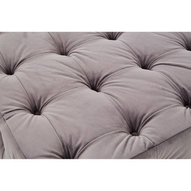 Stella Grey Velvet Stool with Button Tufting
