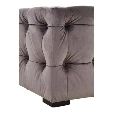 Stella Grey Velvet Stool with Button Tufting