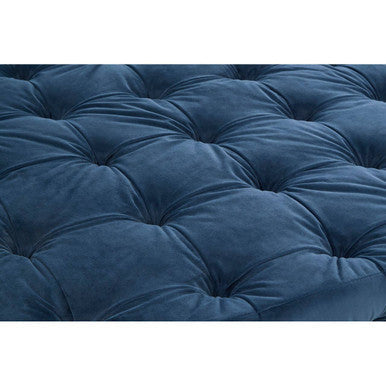 Stella Midnight Blue Velvet Stool with Button Tufting