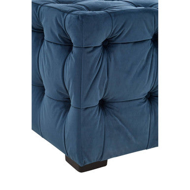 Stella Midnight Blue Velvet Stool with Button Tufting