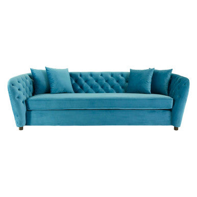 Riva 3 Seat Cyan Velvet Sofa