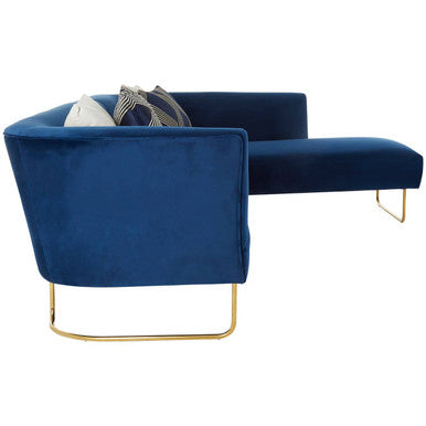 Renee 5 Seat Dark Blue Velvet Corner Sofa