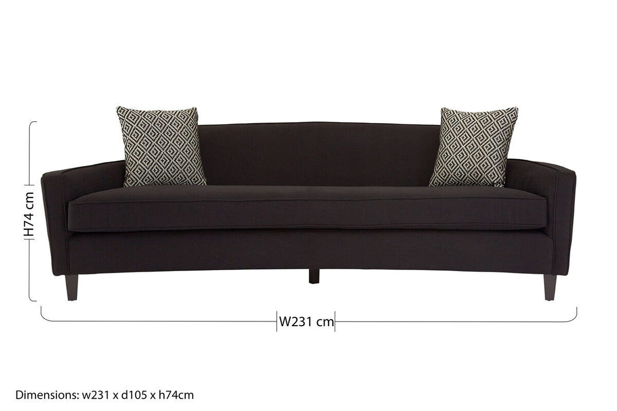Rania 3 Seat Black Dimity Fabric Sofa