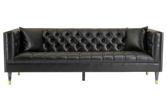 Raven 3 Seat Black Faux Leather Sofa