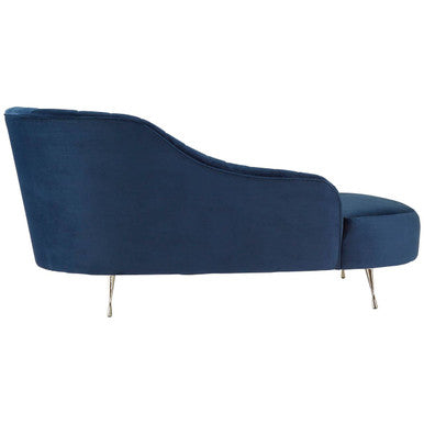 Rene Dark Blue Velvet Right Hand Chaise Longue