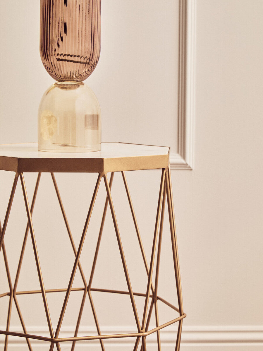 Shalimar Octagonal Marble And Gold Side Table