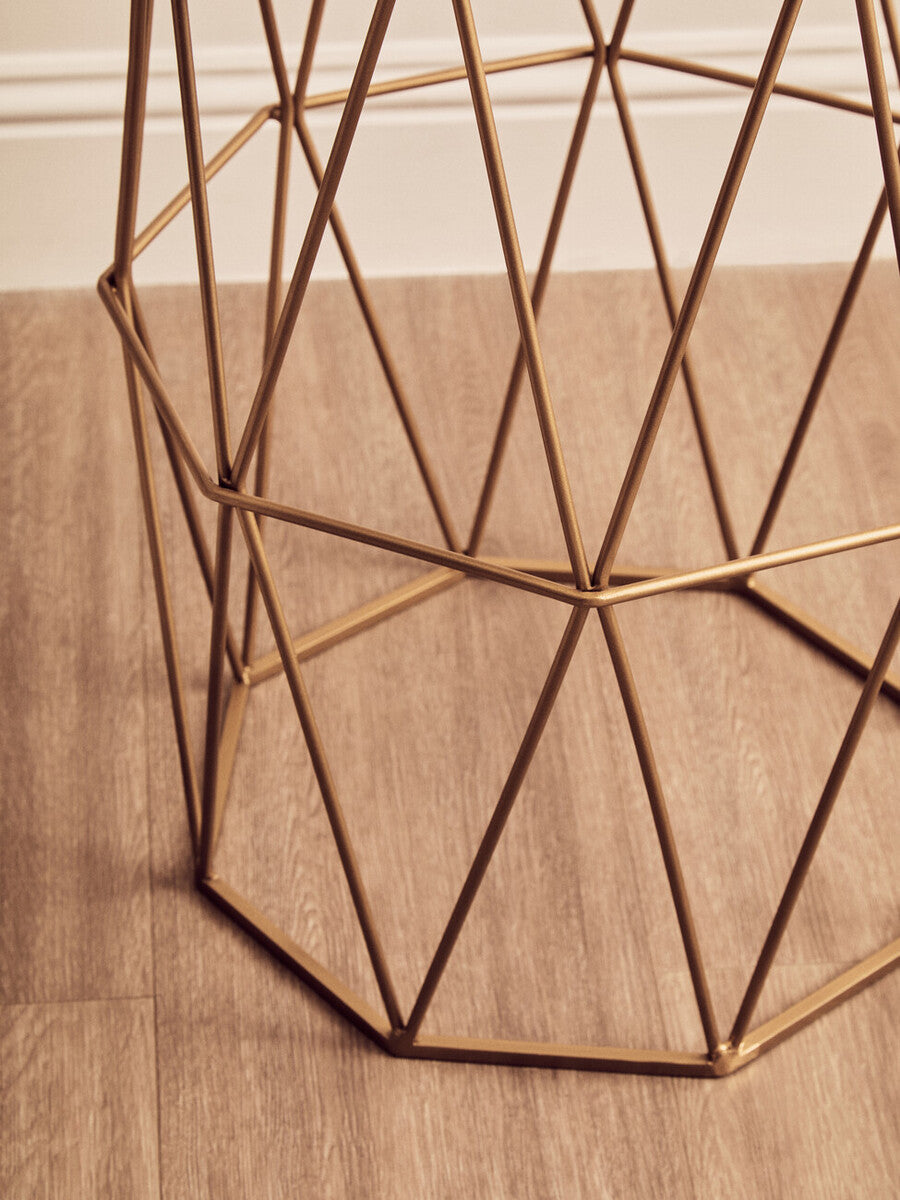 Shalimar Octagonal Marble And Gold Side Table