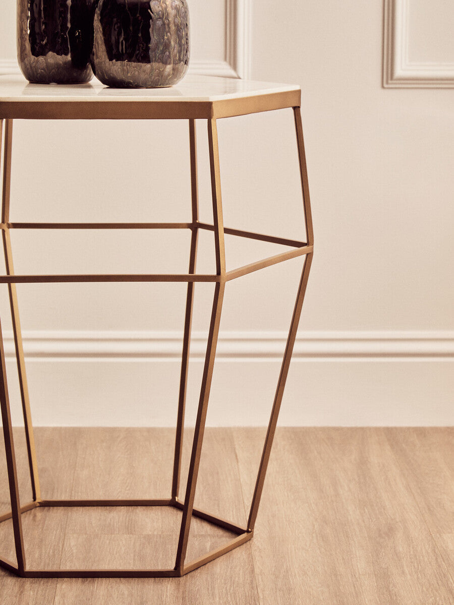 Shalimar Hexagonal Marble Top Side Table
