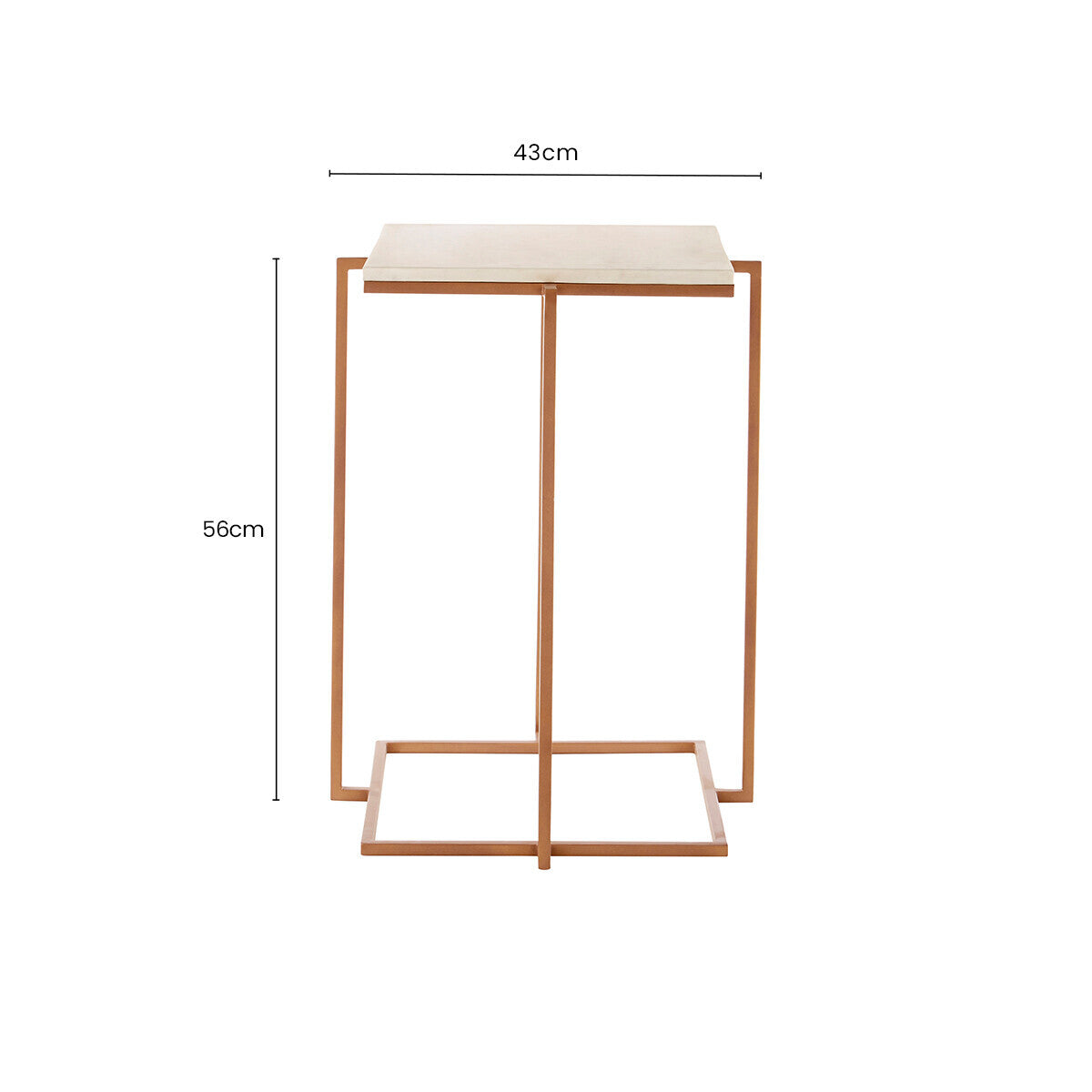 White Marble Top Side Table with Gold Finish Iron Legs | Shalimar