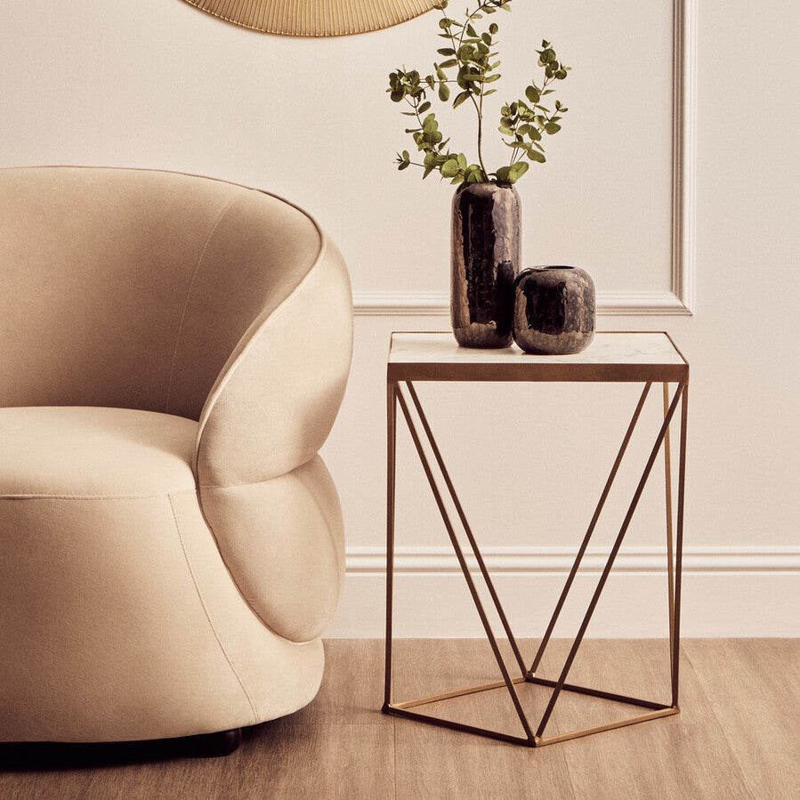 Shalimar Square Marble Top Side Table