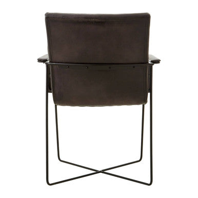Buffalo Black Quilted Leather Chair with Black Iron Frame