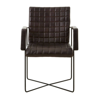 Buffalo Black Quilted Leather Chair with Black Iron Frame