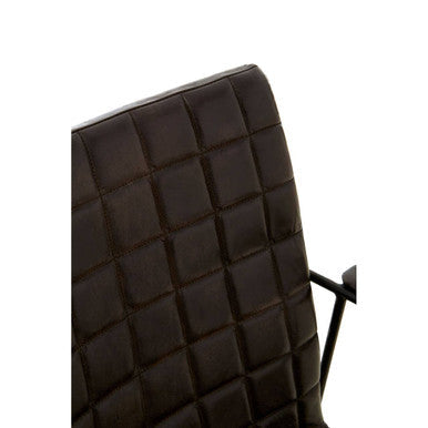 Buffalo Black Quilted Leather Chair with Black Iron Frame