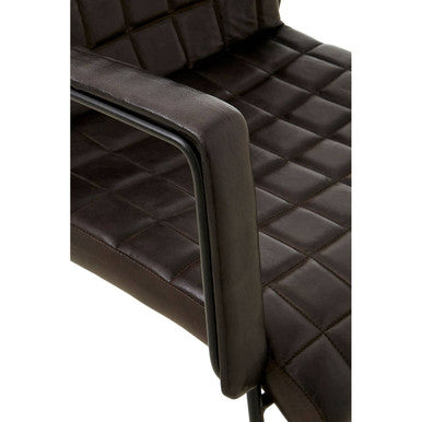 Buffalo Black Quilted Leather Chair with Black Iron Frame