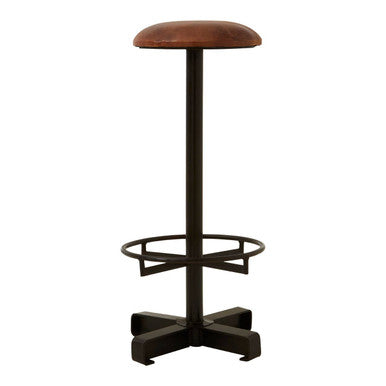 Buffalo Brown Leather Bar Stool with Footrest