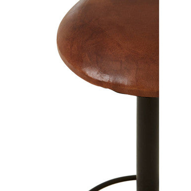 Buffalo Brown Leather Bar Stool with Footrest