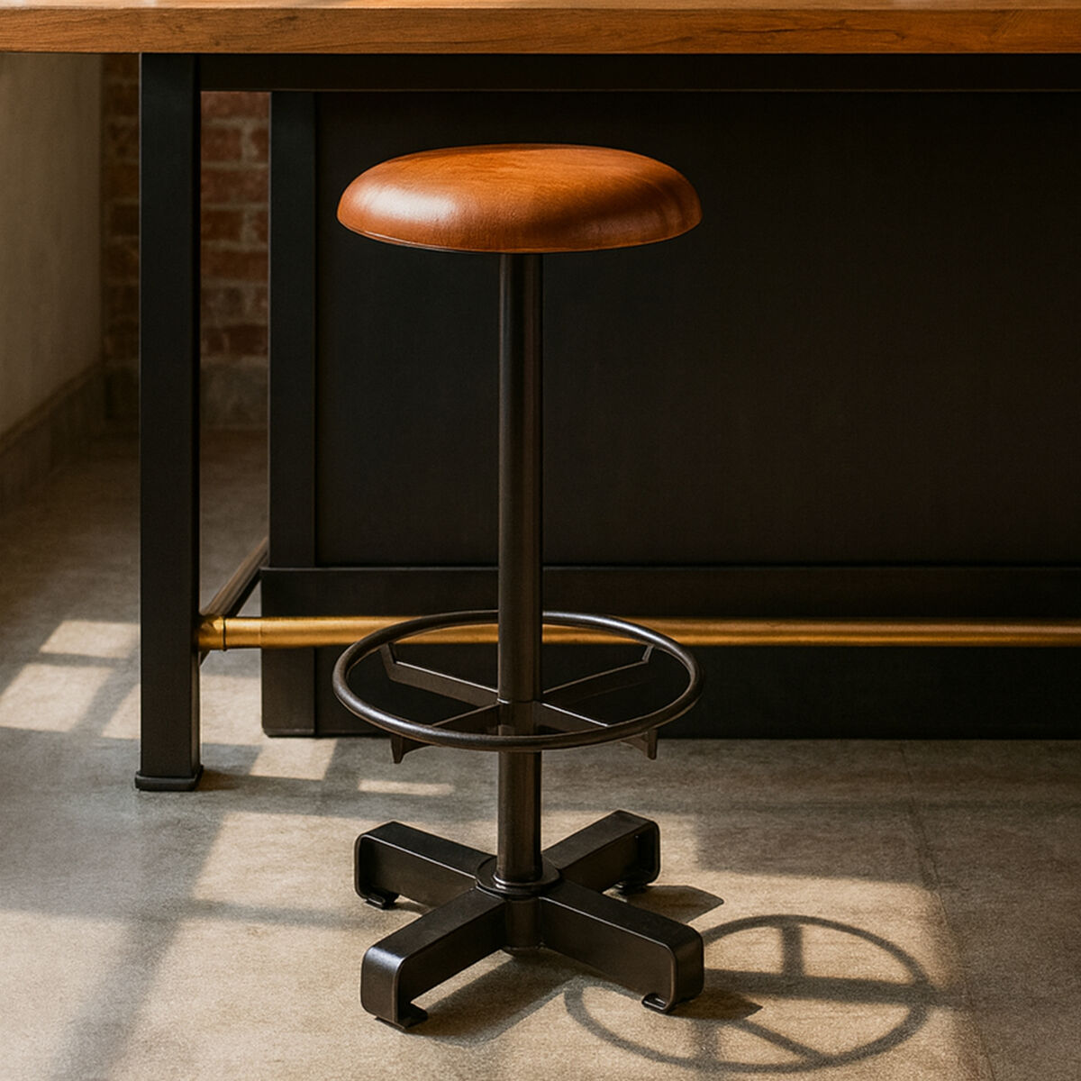 Light Brown Leather Bar Stool | Buffalo