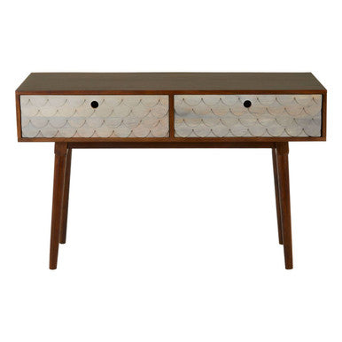Natural Mango Wood Console Table with 2 Drawers | Costal