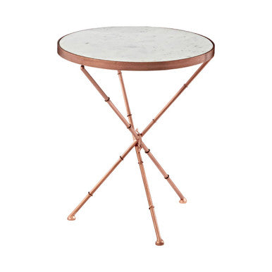 White Marble Top Cross Leg Table With Metal Finish, Nirav