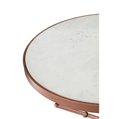 White Marble Top Cross Leg Table with Metal Finish | Nirav