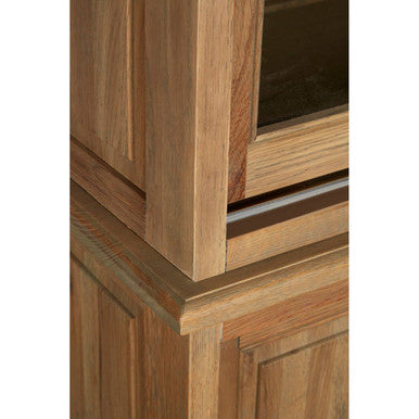 Lyon Oak Wood Tall Cabinet with Washed Grey Finish