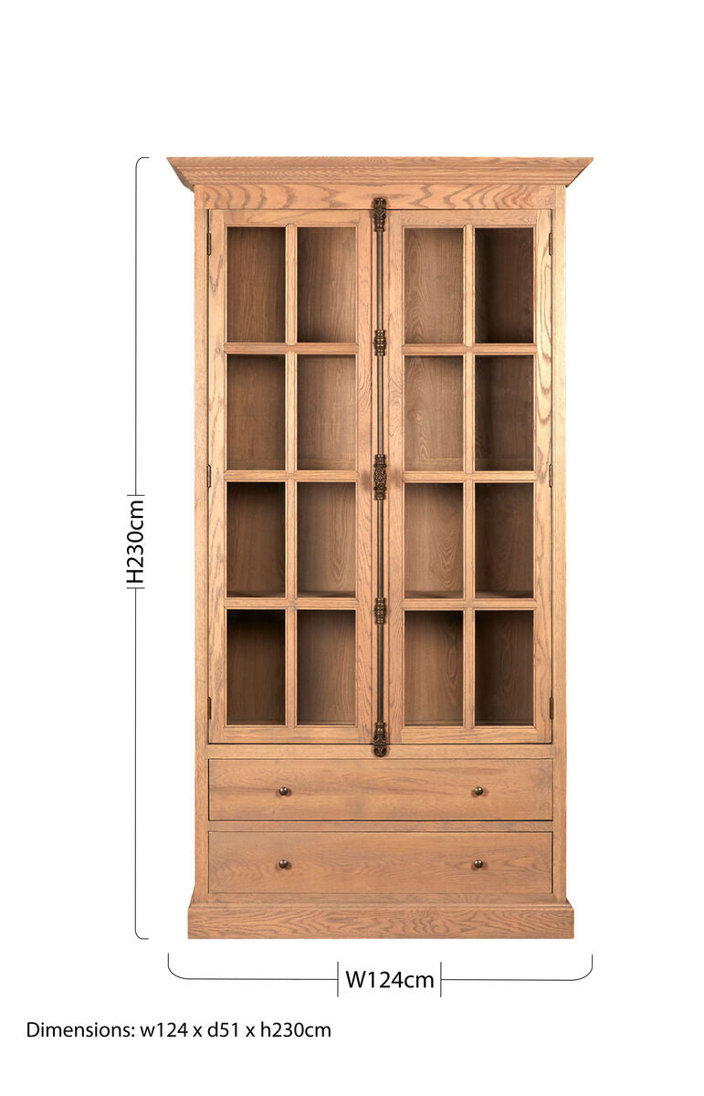 Washed Grey Finish Oak Wood Tall Cabinet | Lyon