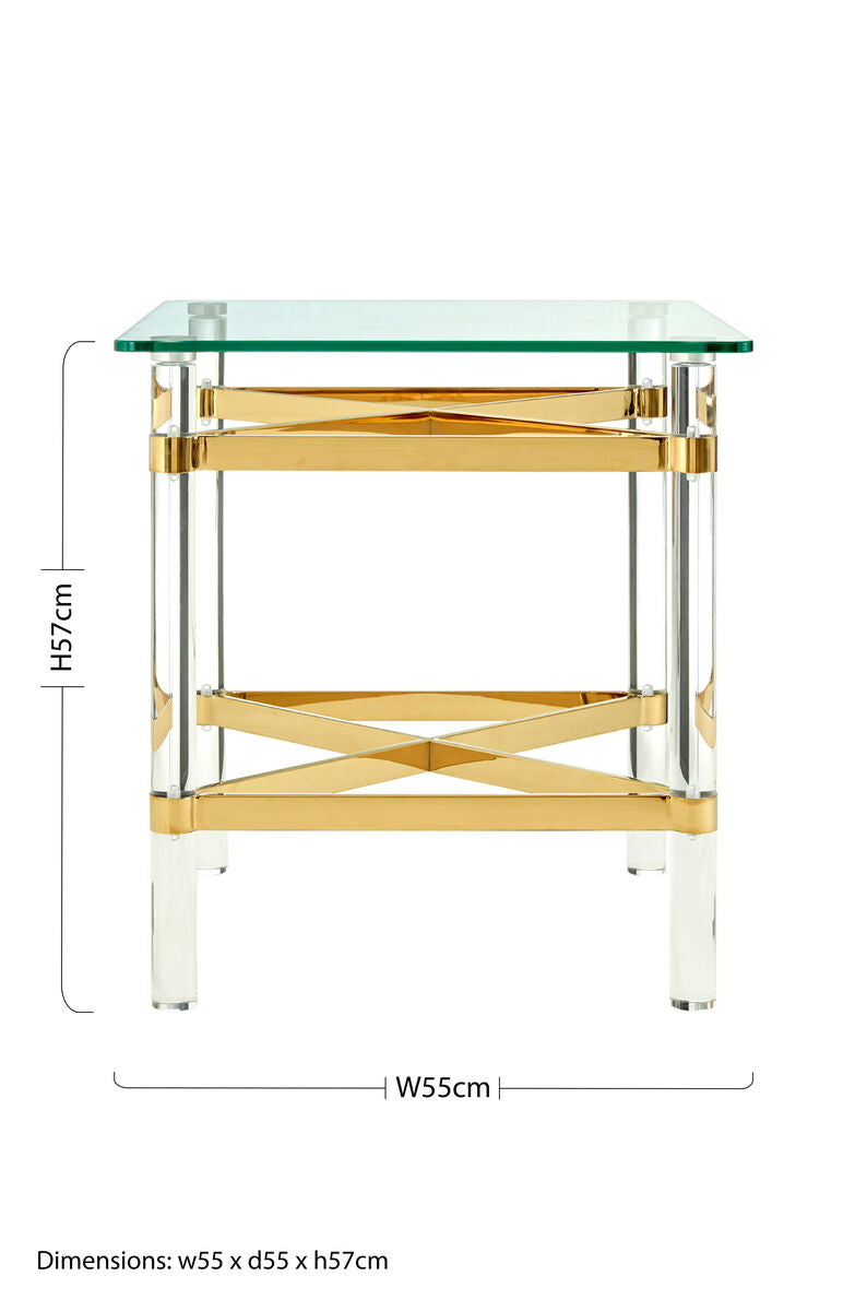 Glass Top Side Table with Acrylic Legs | Clarence