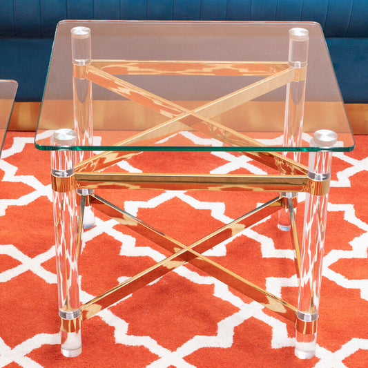 Glass Top Side Table with Acrylic Legs | Clarence