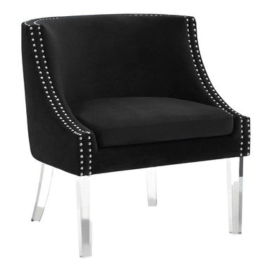 Clarence Black Velvet Chair with Stud Detail