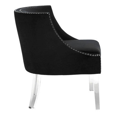 Clarence Black Velvet Chair with Stud Detail
