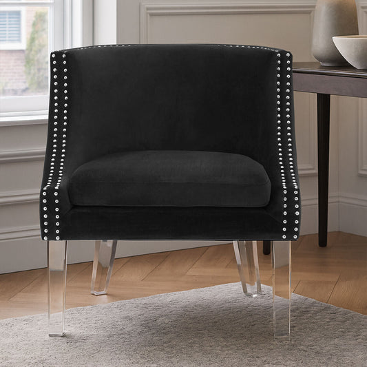 Clarence Black Velvet Chair with Stud Detail