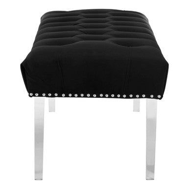 Clarence Black Velvet Bench with Button Tufting