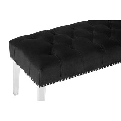 Clarence Black Velvet Bench with Button Tufting