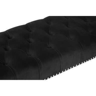Clarence Black Velvet Bench with Button Tufting