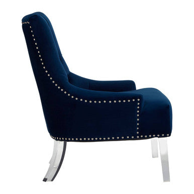 Clarence Navy Blue Velvet Chair with Button Tufting