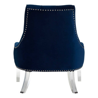 Clarence Navy Blue Velvet Chair with Button Tufting