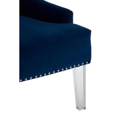 Clarence Navy Blue Velvet Chair with Button Tufting