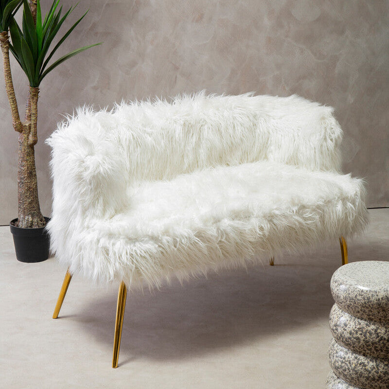 Fur Effect Sofa with Gold Legs | Clarence