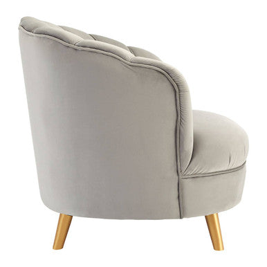 Orlina Grey Velvet Chair With Gold Wood Legs