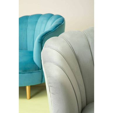 Orlina Grey Velvet Chair With Gold Wood Legs