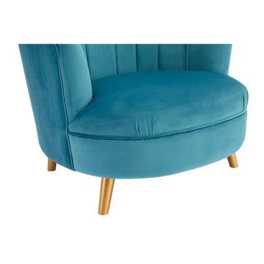 Orlina Blue Velvet Chair With Gold Wood Legs