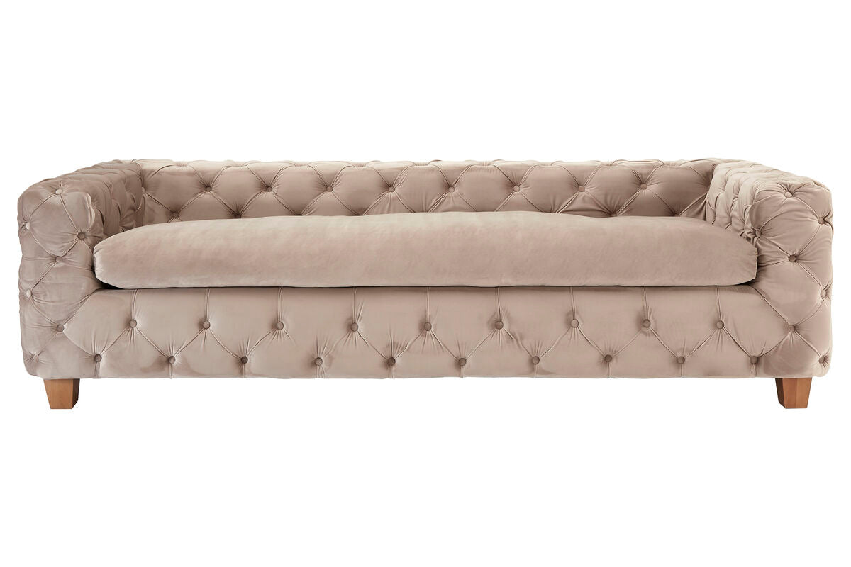 3 Seater Beige Velvet Sofa | Ophelia