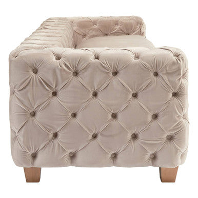 3 Seater Beige Velvet Sofa, Ophelia