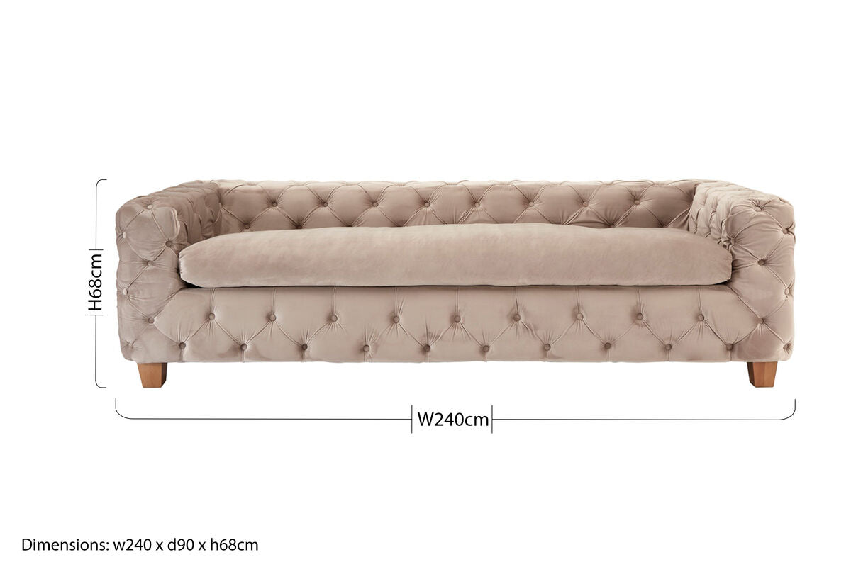 3 Seater Beige Velvet Sofa | Ophelia