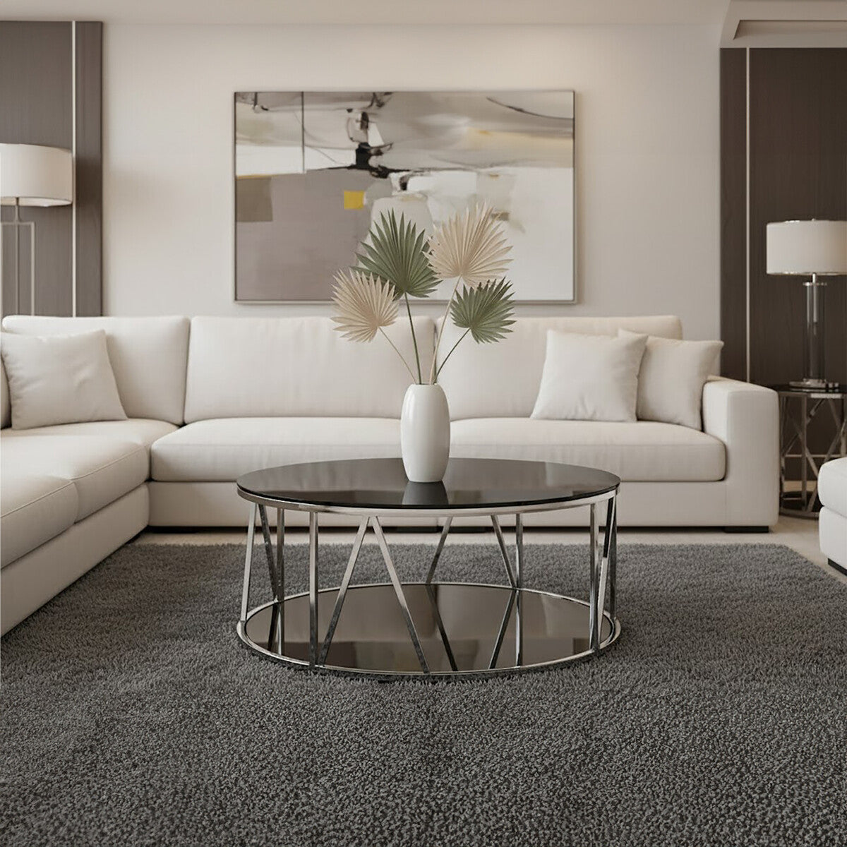 Alvaro Round Chrome Finish Coffee Table