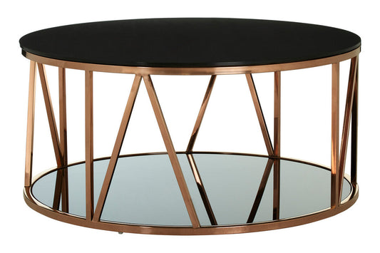 Alvaro Round Rose Gold Finish Coffee Table