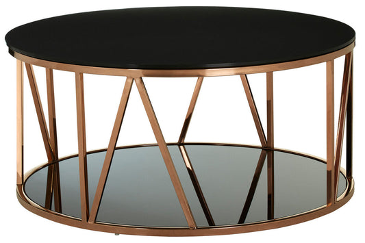 Alvaro Round Rose Gold Finish Coffee Table