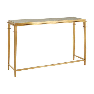 White Marble Top Console Table with Warm Gold Stainless Steel Frame | Alvaro
